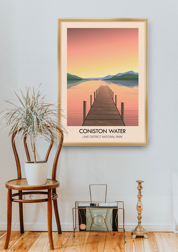 Coniston Water Lake District Travel Poster