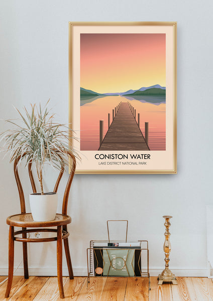 Coniston Water Lake District Travel Poster