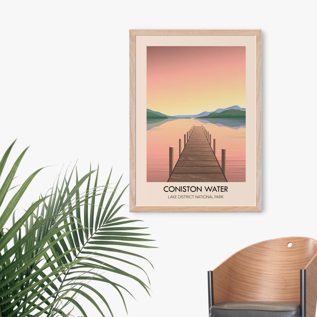 Coniston Water Lake District Travel Poster