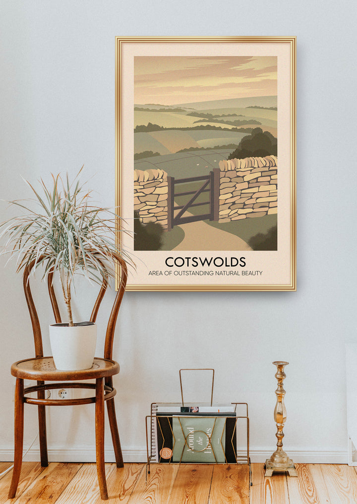 Cotswolds AONB Travel Poster