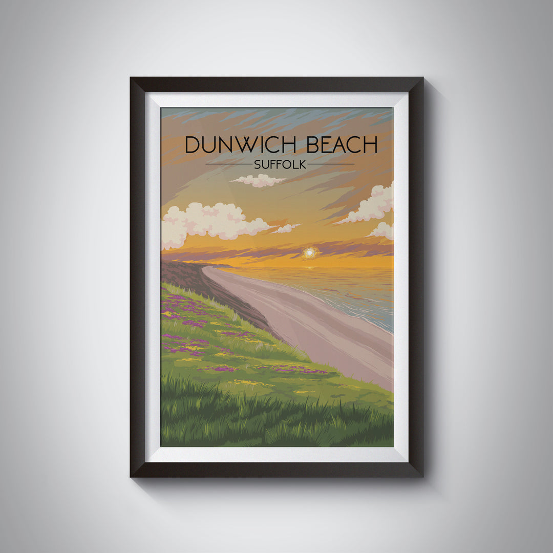 Dunwich Beach Suffolk Seaside Travel Poster