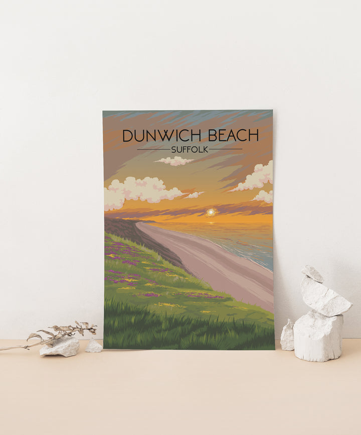 Dunwich Beach Suffolk Seaside Travel Poster