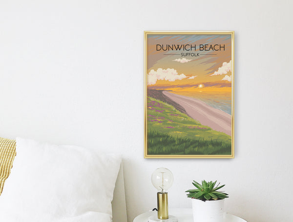 Dunwich Beach Suffolk Seaside Travel Poster