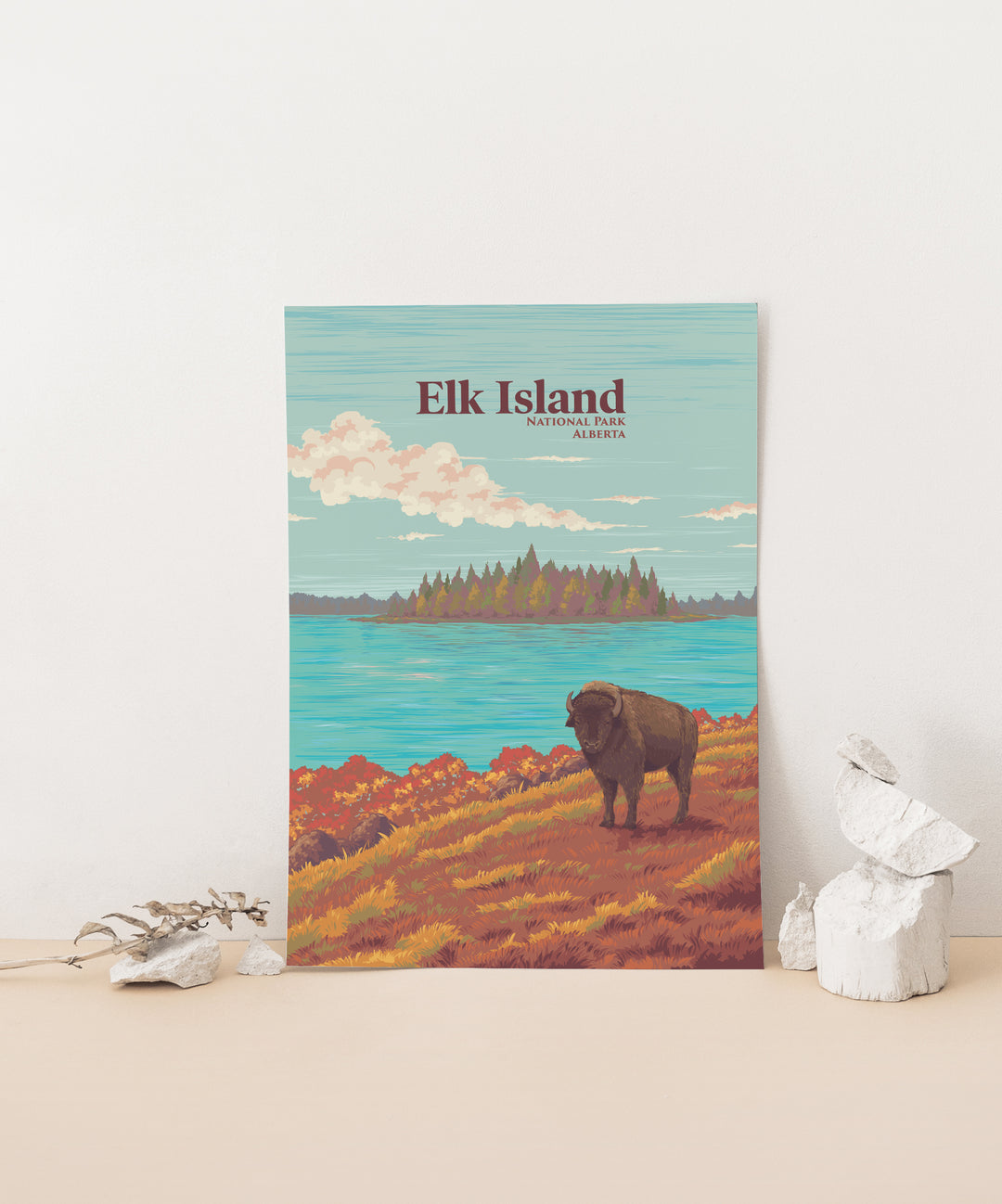 Elk Island National Park Alberta Canada Travel Poster