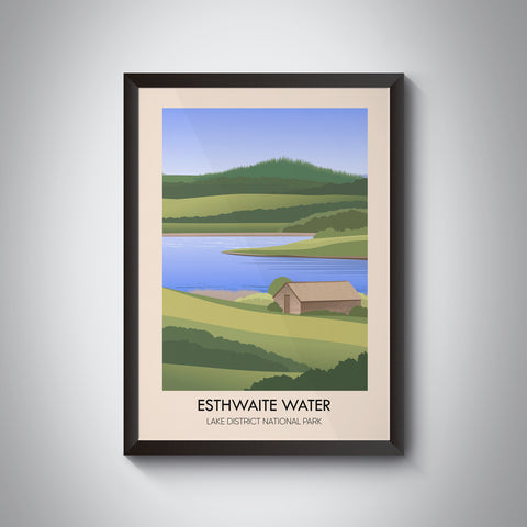 Esthwaite Water Lake District Travel Poster