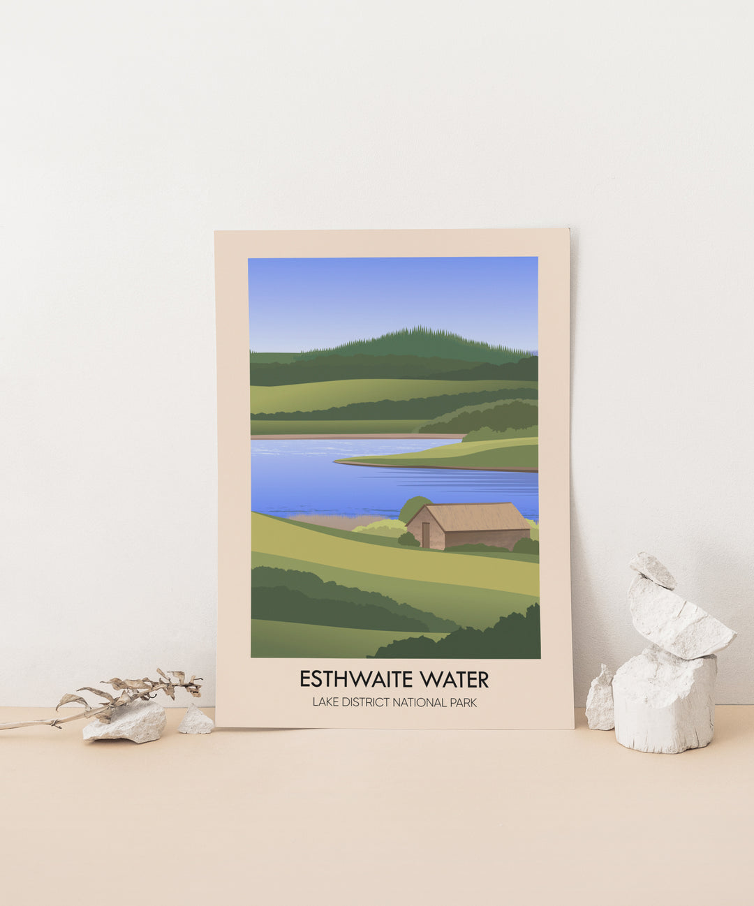 Esthwaite Water Lake District Travel Poster