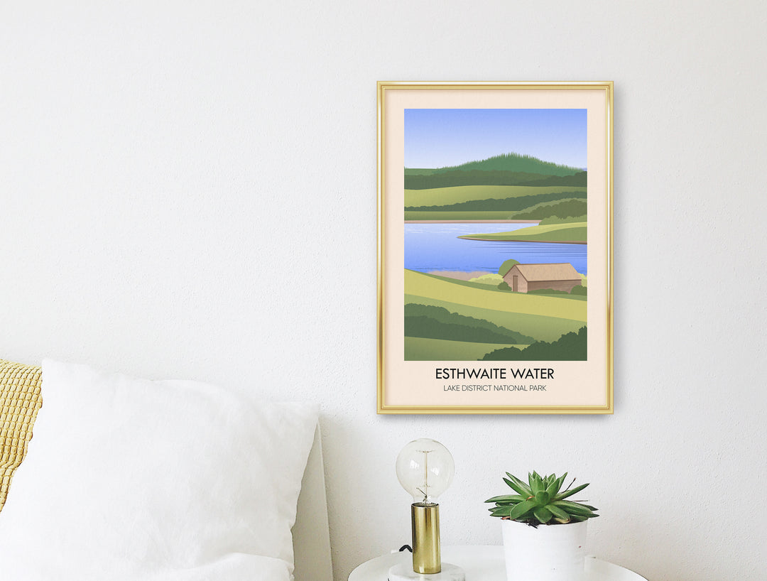 Esthwaite Water Lake District Travel Poster