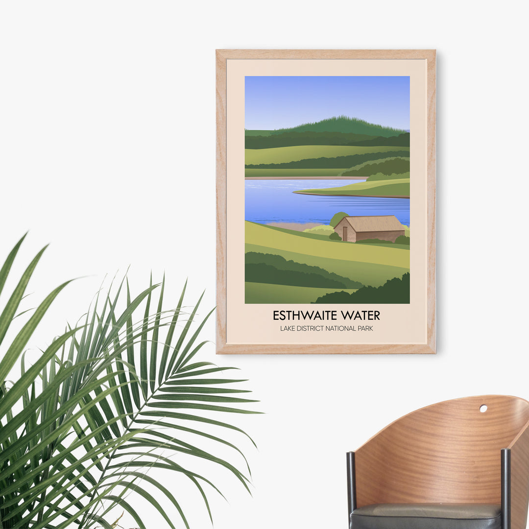 Esthwaite Water Lake District Travel Poster