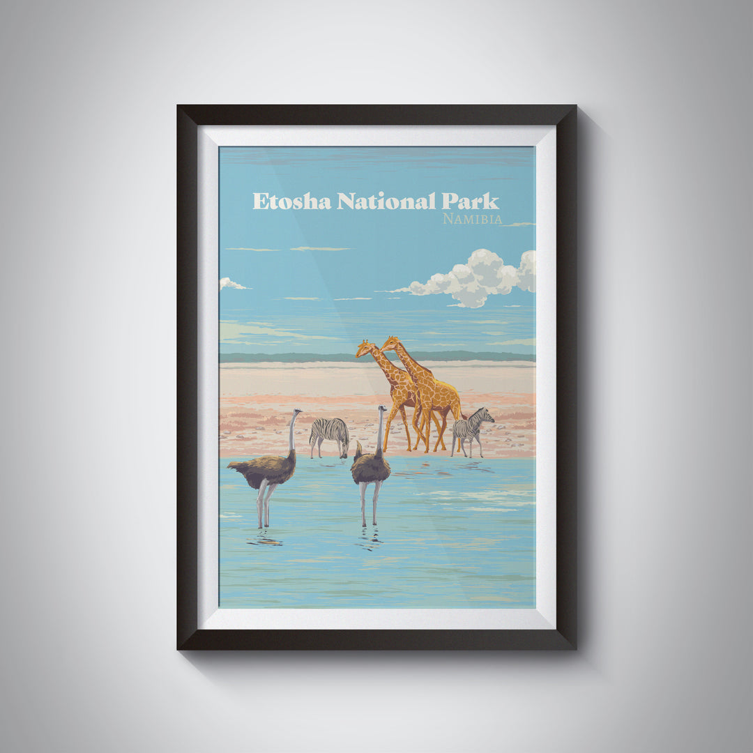 Etosha National Park Namibia Africa Travel Poster