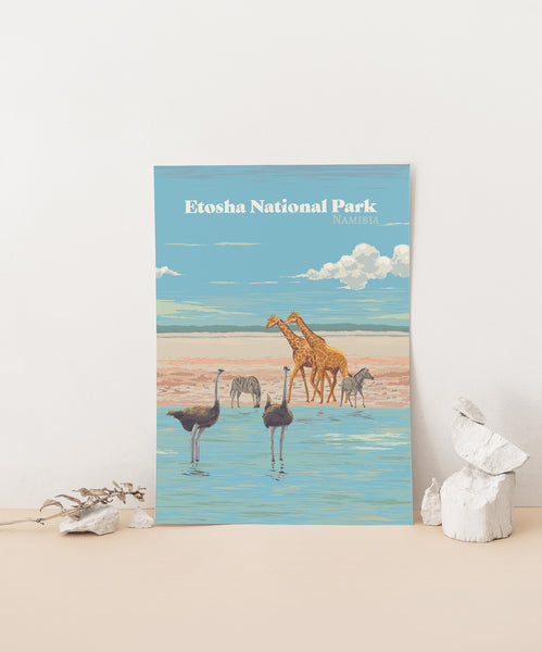 Etosha National Park Namibia Africa Travel Poster