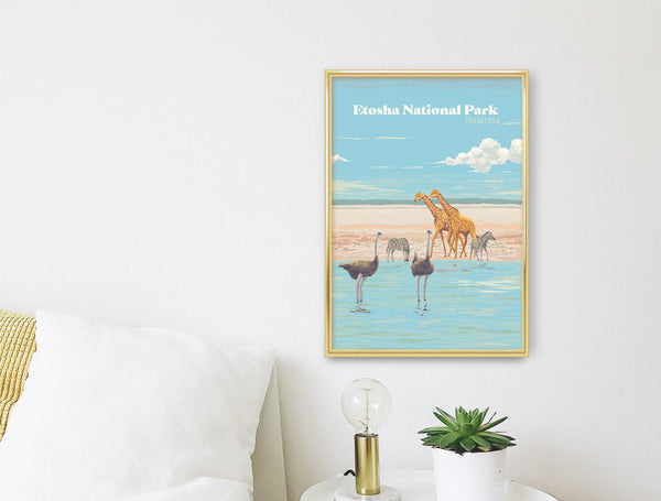 Etosha National Park Namibia Africa Travel Poster