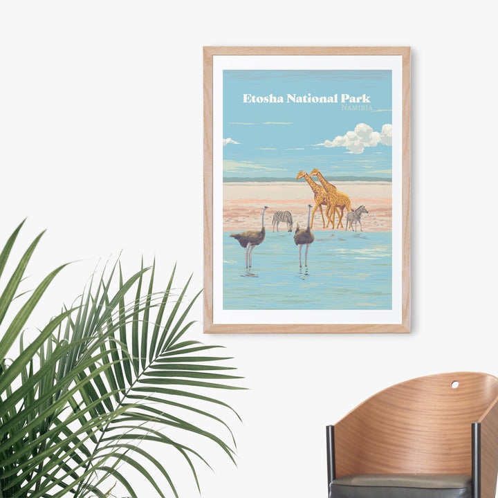 Etosha National Park Namibia Africa Travel Poster