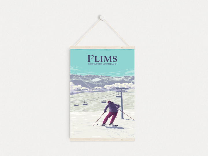 Flims Ski Resort Travel Poster