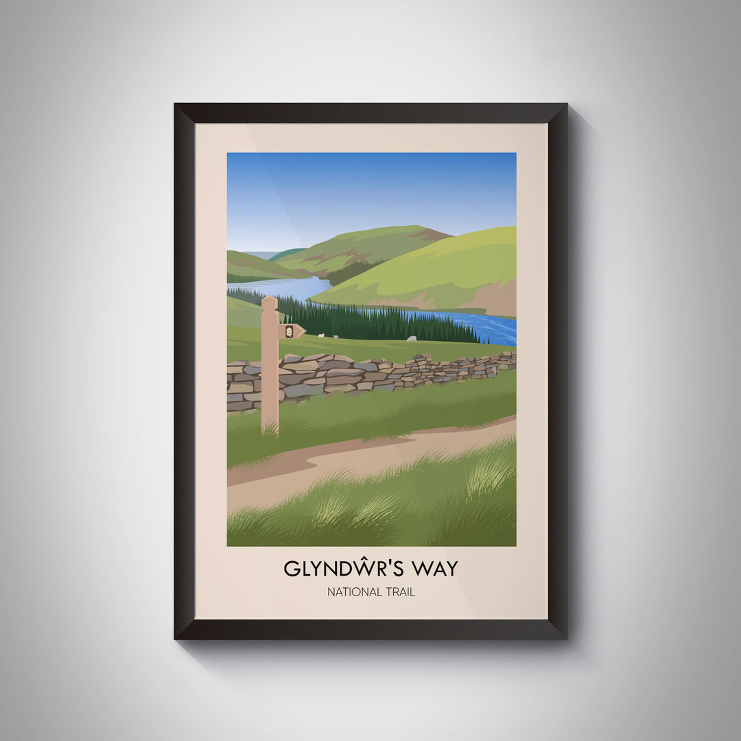 Glyndŵr's Way National Trail Modern Travel Poster