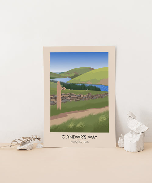 Glyndŵr's Way National Trail Modern Travel Poster
