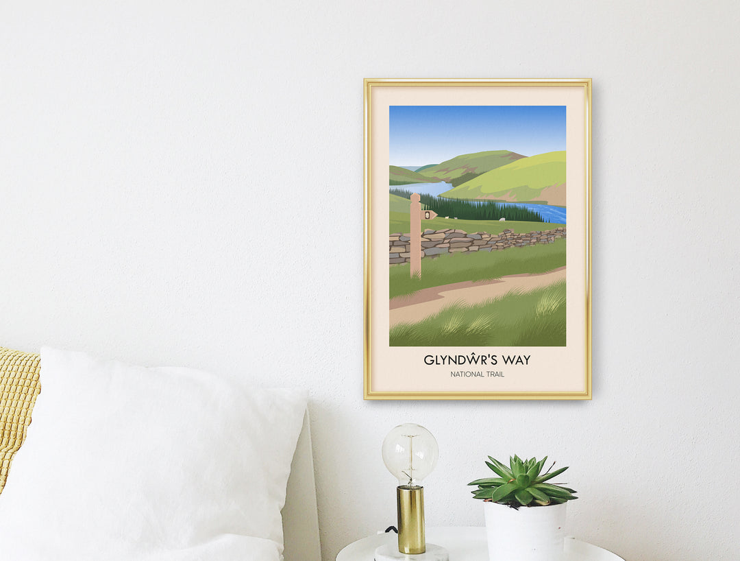 Glyndŵr's Way National Trail Modern Travel Poster