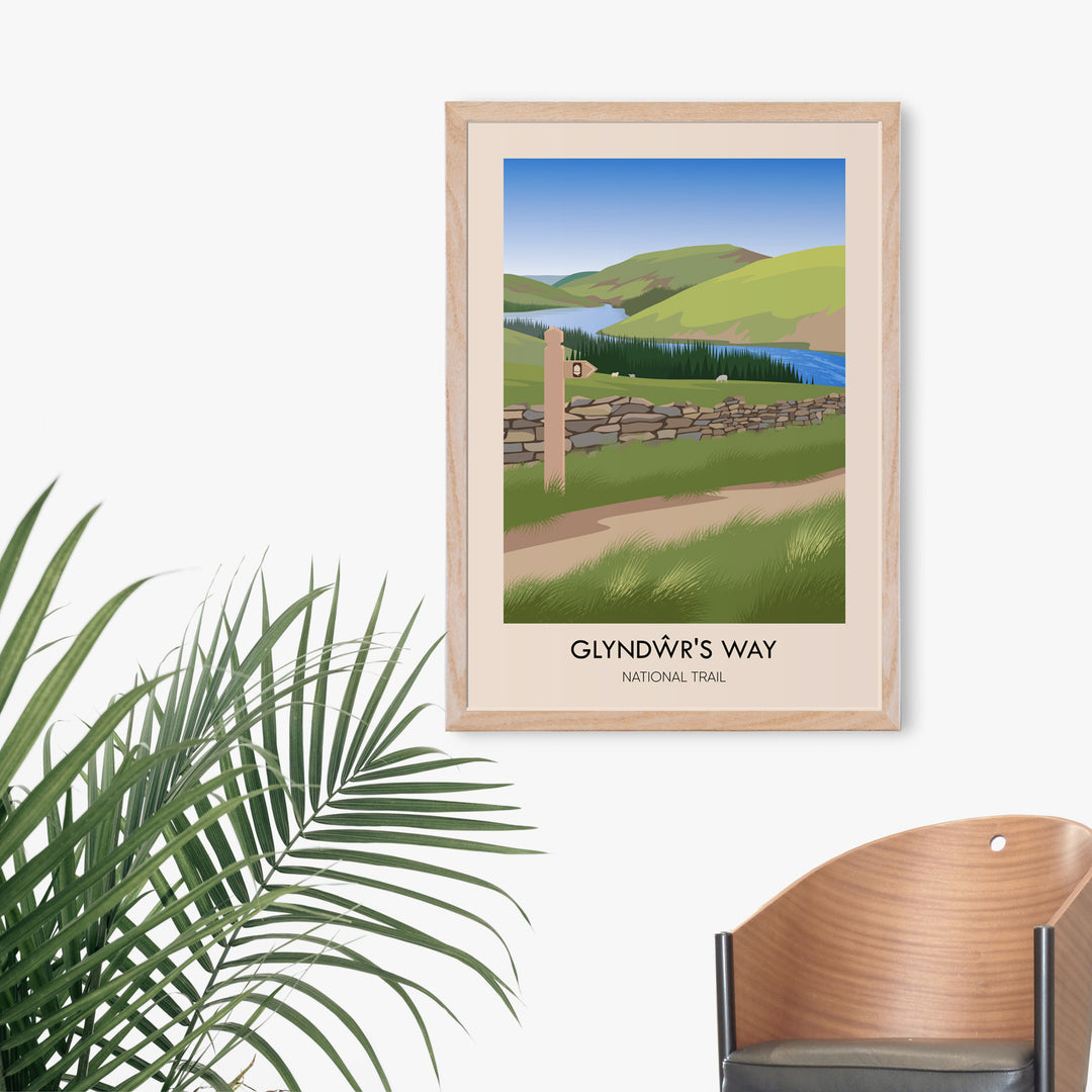 Glyndŵr's Way National Trail Modern Travel Poster