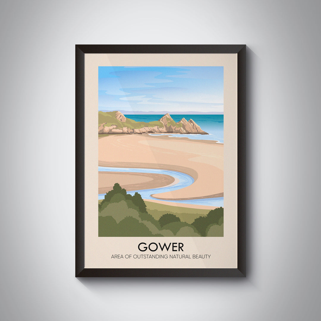 Gower AONB Travel Poster