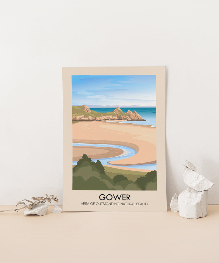 Gower AONB Travel Poster