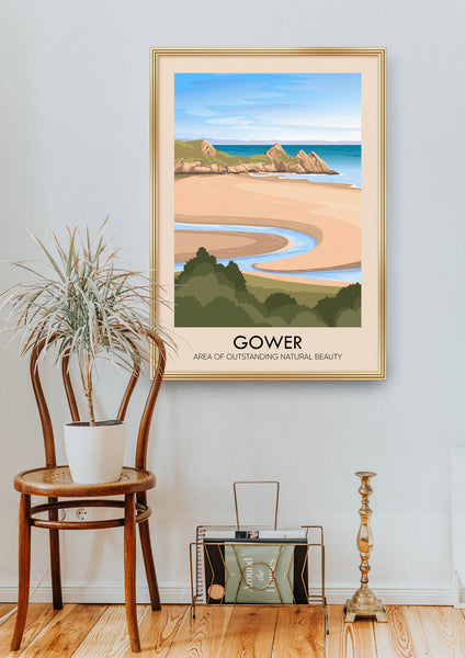 Gower AONB Travel Poster
