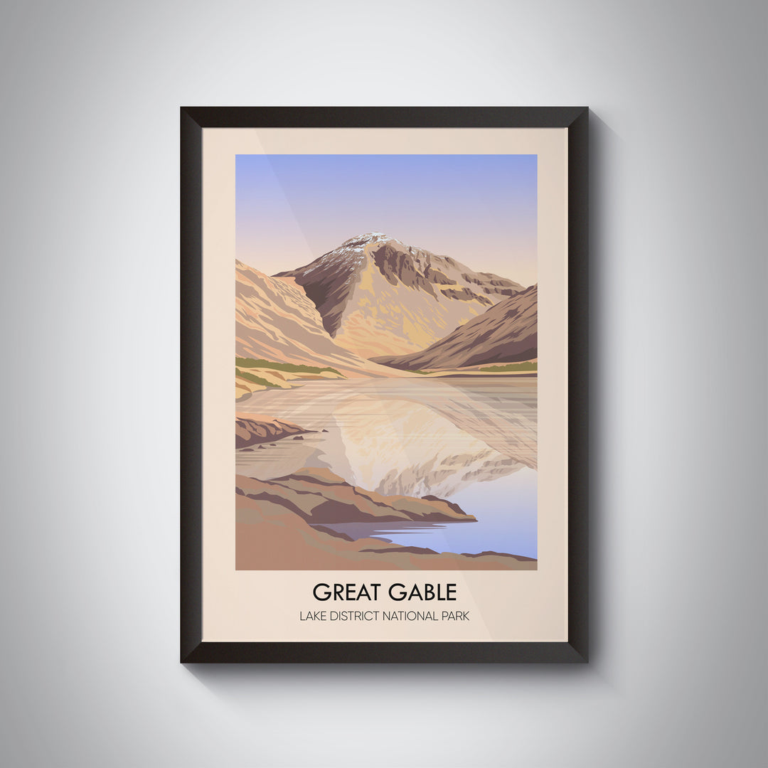 Great Gable Mountain Lake District Travel Poster