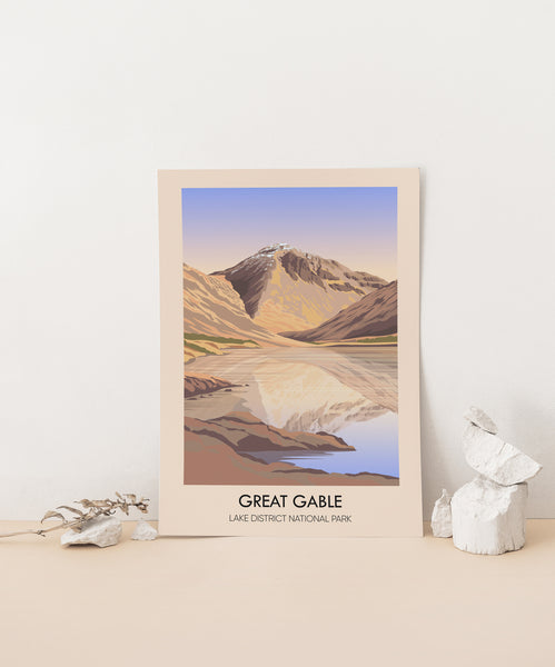 Great Gable Mountain Lake District Travel Poster
