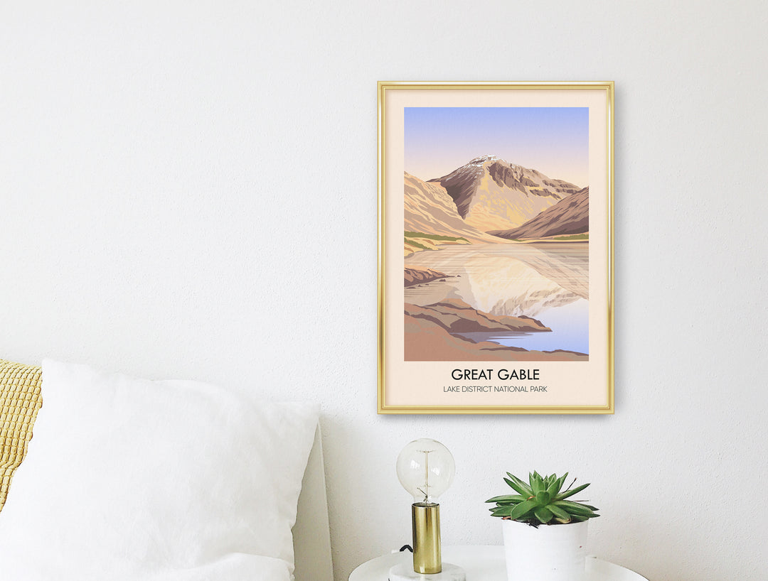 Great Gable Mountain Lake District Travel Poster