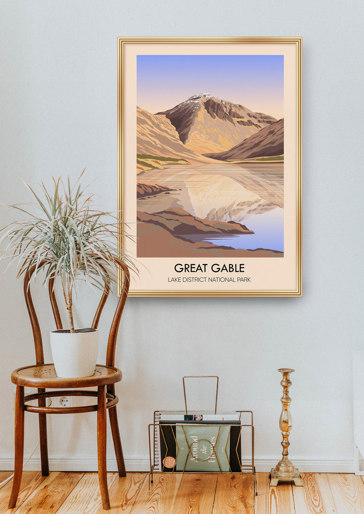 Great Gable Mountain Lake District Travel Poster