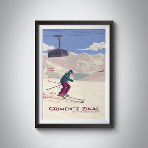Grimentz-Zinal Ski Resort Travel Poster