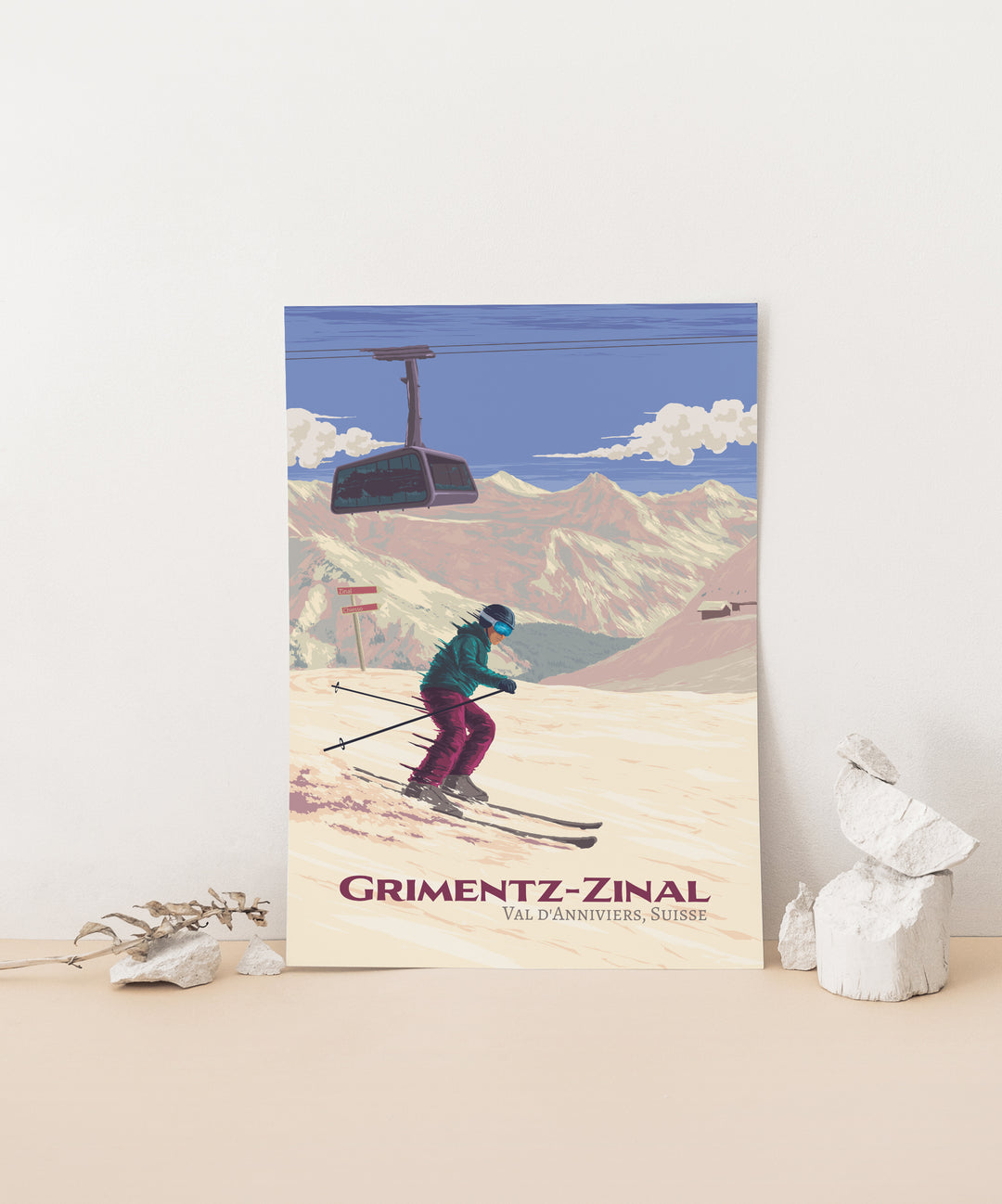 Grimentz-Zinal Ski Resort Travel Poster