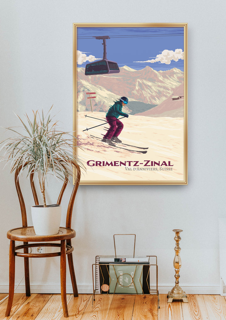 Grimentz-Zinal Ski Resort Travel Poster