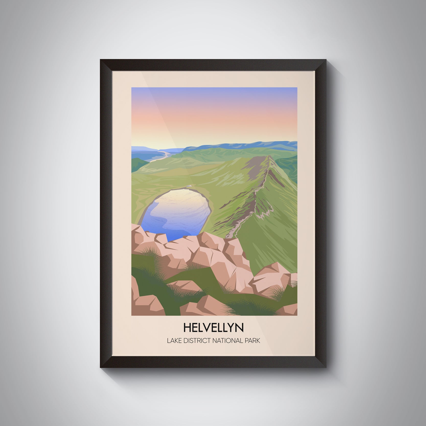 Helvellyn Mountain Lake District Travel Poster