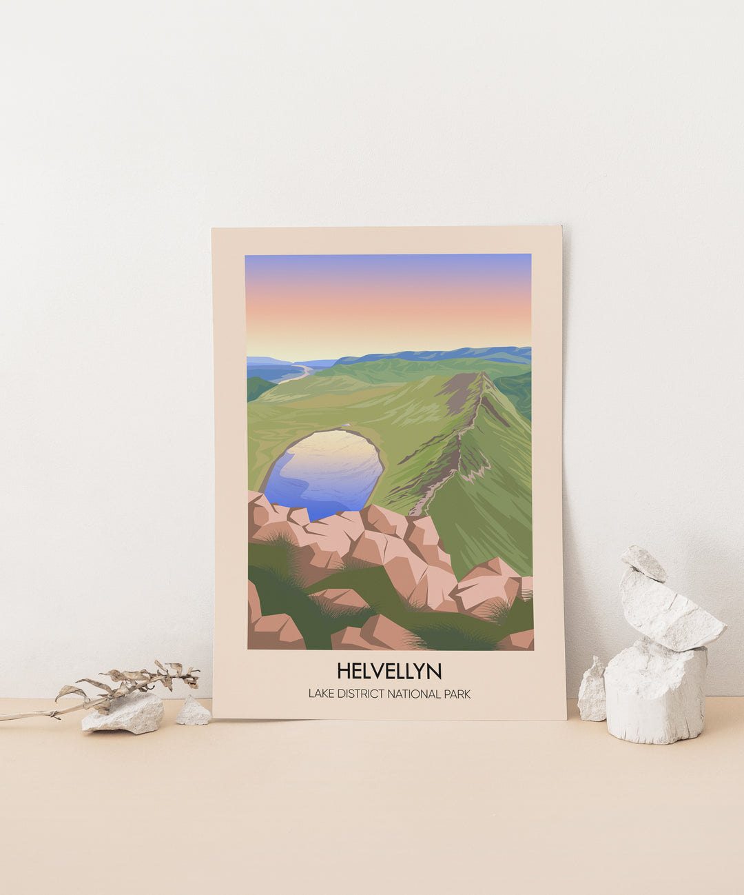 Helvellyn Mountain Lake District Travel Poster