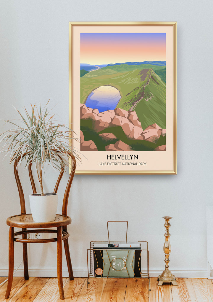 Helvellyn Mountain Lake District Travel Poster