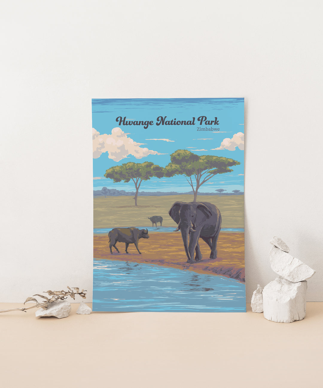 Hwange National Park Zimbabwe Africa Travel Poster