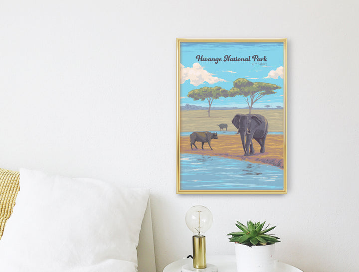 Hwange National Park Zimbabwe Africa Travel Poster