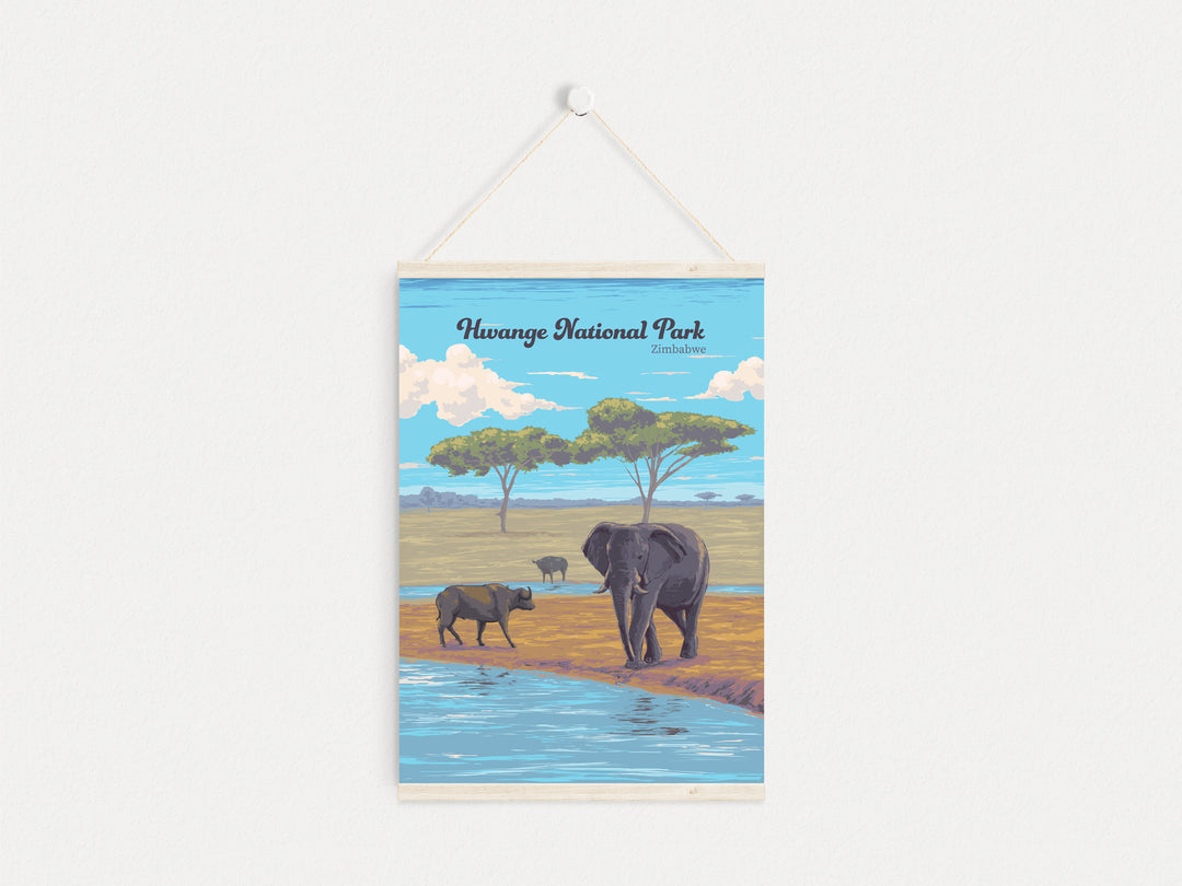 Hwange National Park Zimbabwe Africa Travel Poster