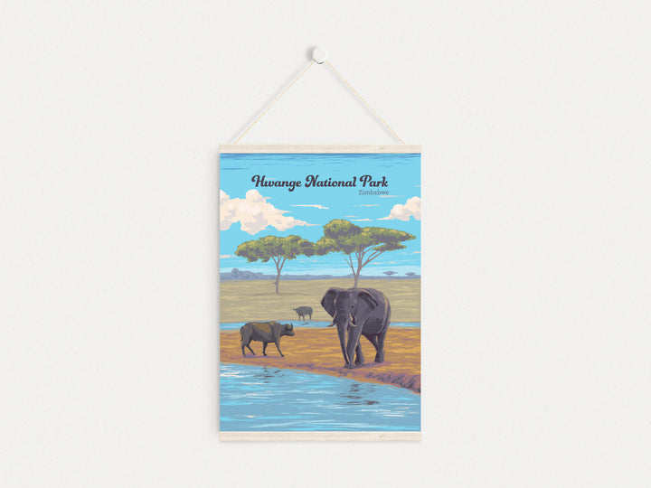 Hwange National Park Zimbabwe Africa Travel Poster