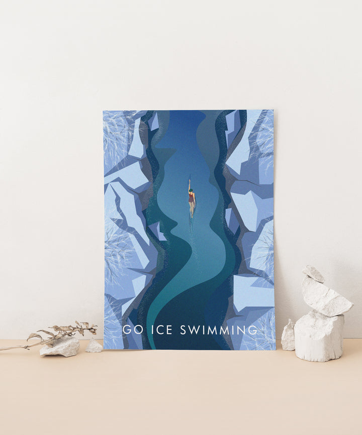 Go Ice Swimming Travel Poster