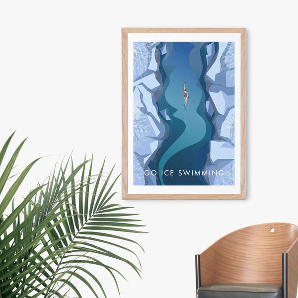Go Ice Swimming Travel Poster