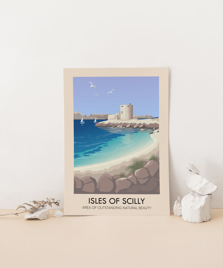 Isles Of Scilly Cornwall AONB Travel Poster