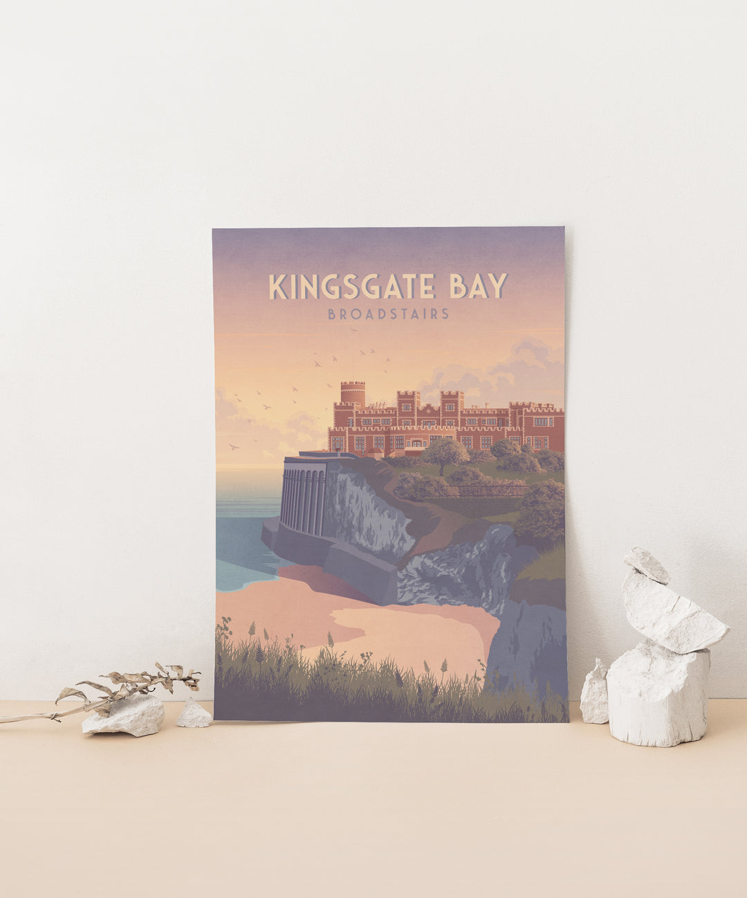 Kingsgate Bay Broadstairs Seaside Travel Poster