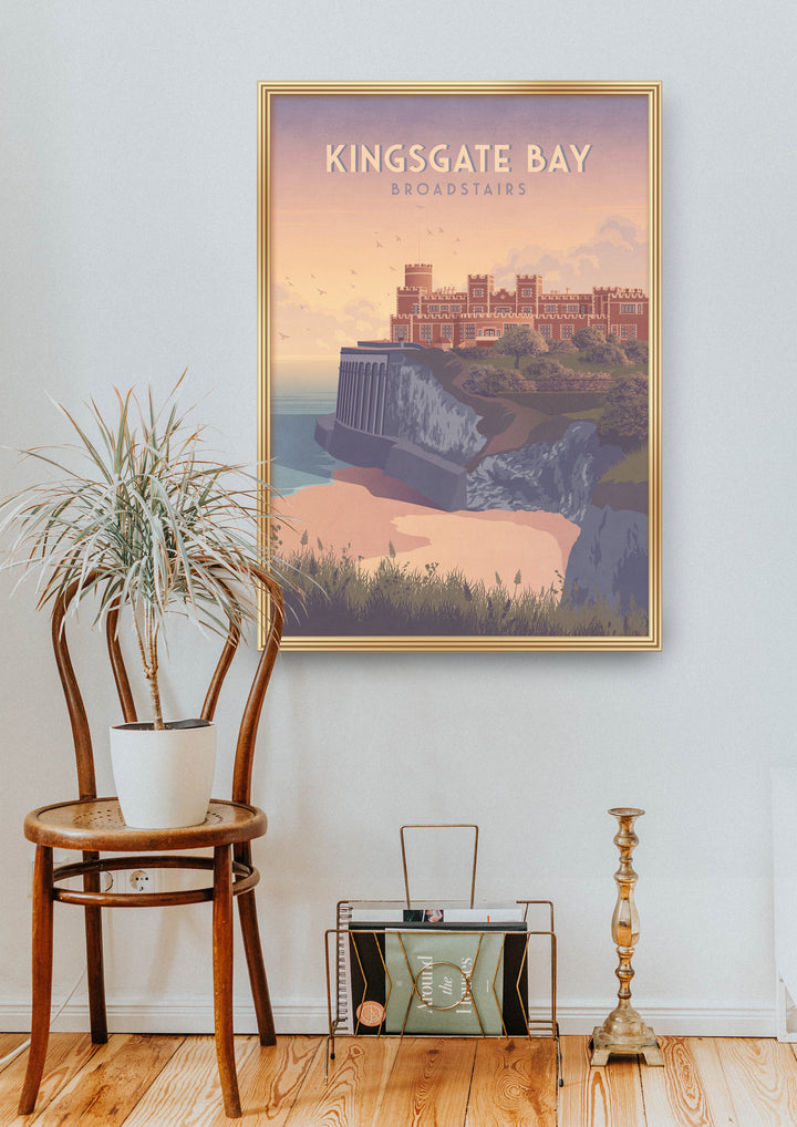 Kingsgate Bay Broadstairs Seaside Travel Poster