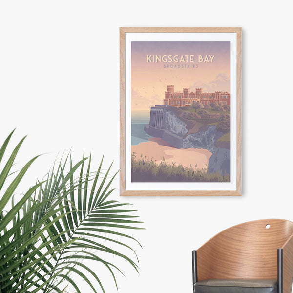Kingsgate Bay Broadstairs Seaside Travel Poster