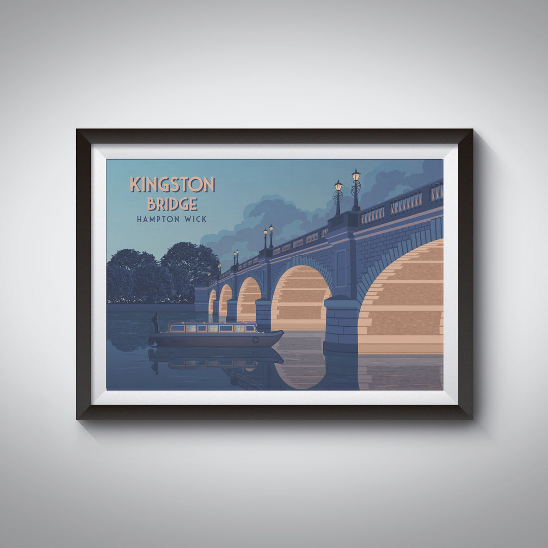 Kingston Bridge London Travel Poster