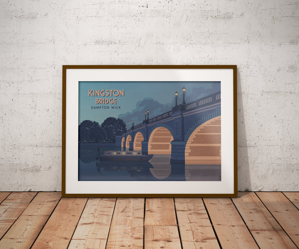 Kingston Bridge London Travel Poster