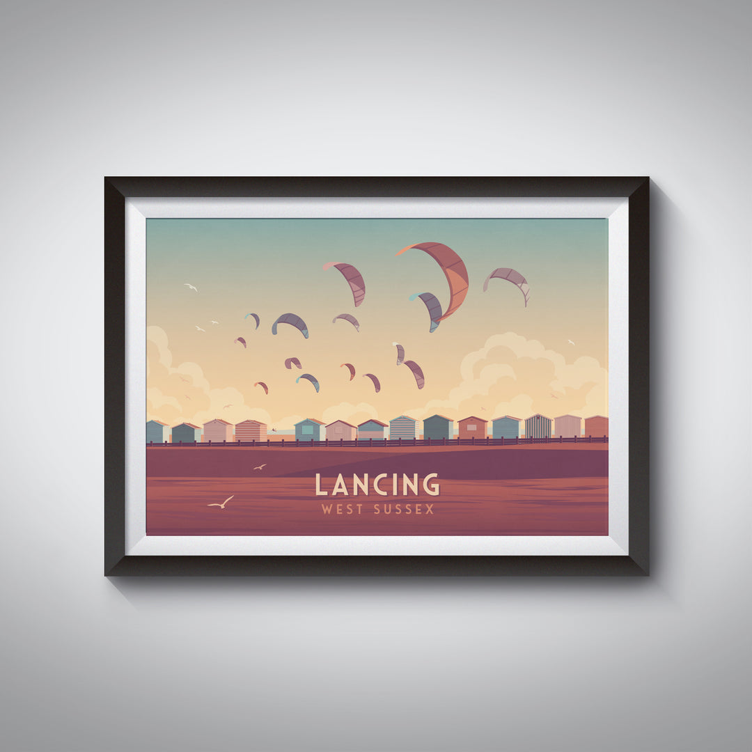 Lancing Seaside Travel Poster