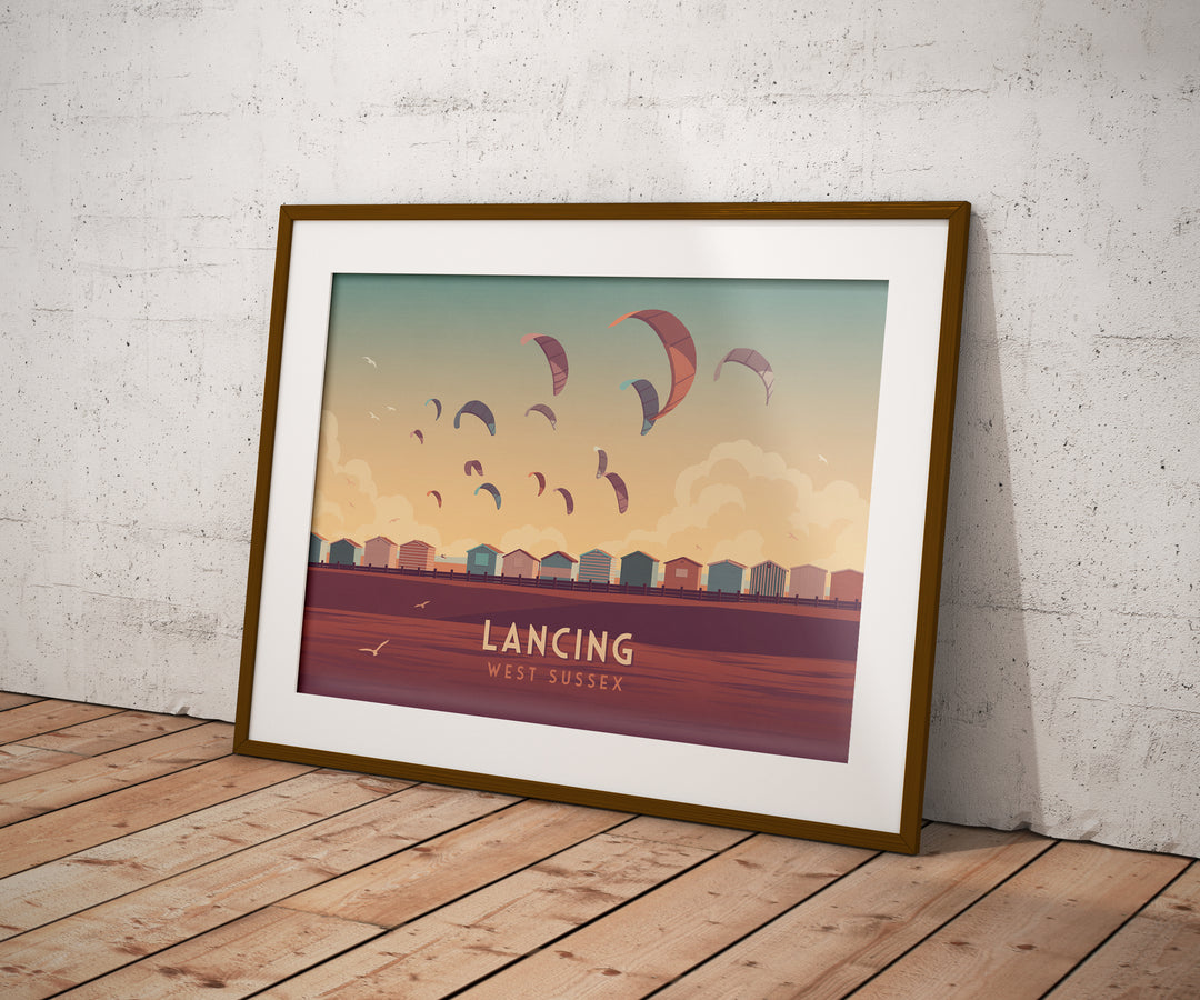 Lancing Seaside Travel Poster