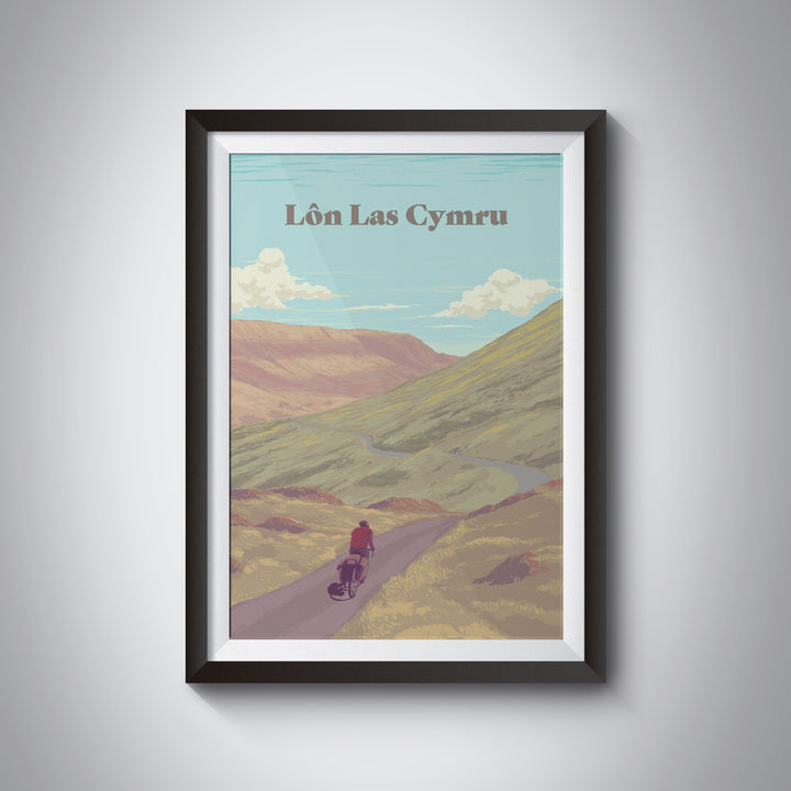 Lon Las Cymru Cycling Travel Poster