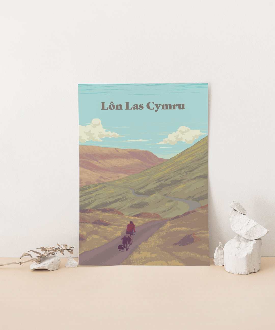 Lon Las Cymru Cycling Travel Poster